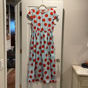 Tomato Dress Pomodoro D’Italia Cap sleeve maxi dress elastic waist size XL